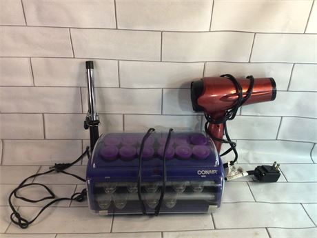 Hairdryer curling iron and curlers