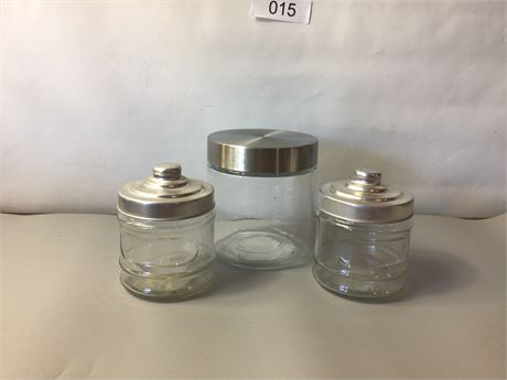 Bathroom  trinket.  Glass containers.