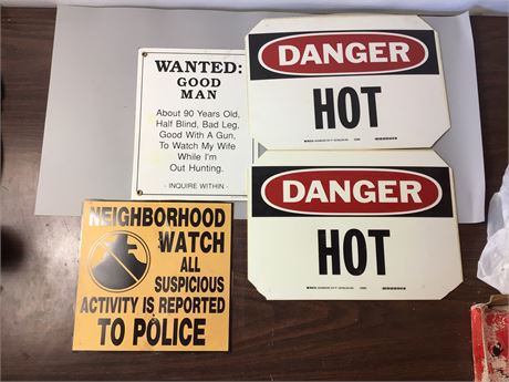 Metal    And.  Plastic signs